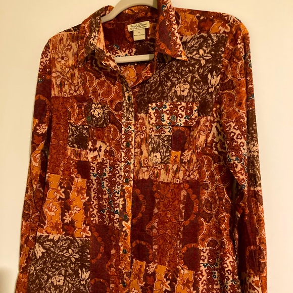 Lucky Brand Ladies Patchwork Button Down Shirt - Picture 1 of 11